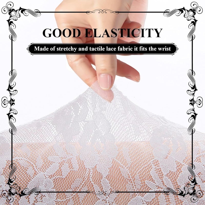 RainFlowwer Fingerless Gloves Steam Punk Goth Witch Long Elbow Arm Warmer Lace Sleeves for Costume Party Halloween Cosplay - Image 4